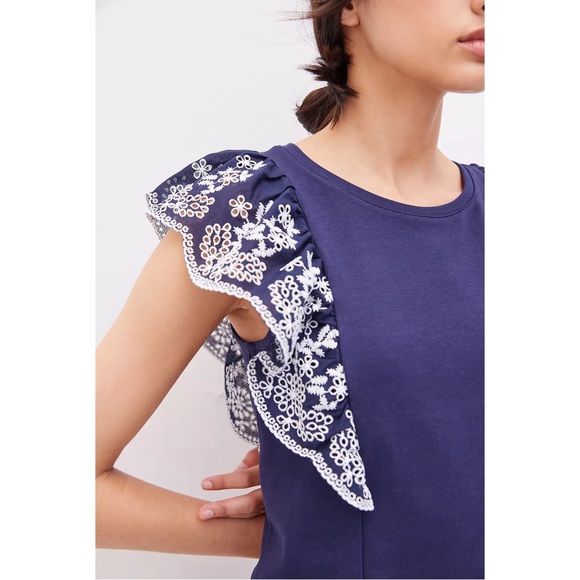 Anthropologie Maeve Ruffled Eyelet Top NWT Size XL - Picture 2 of 12